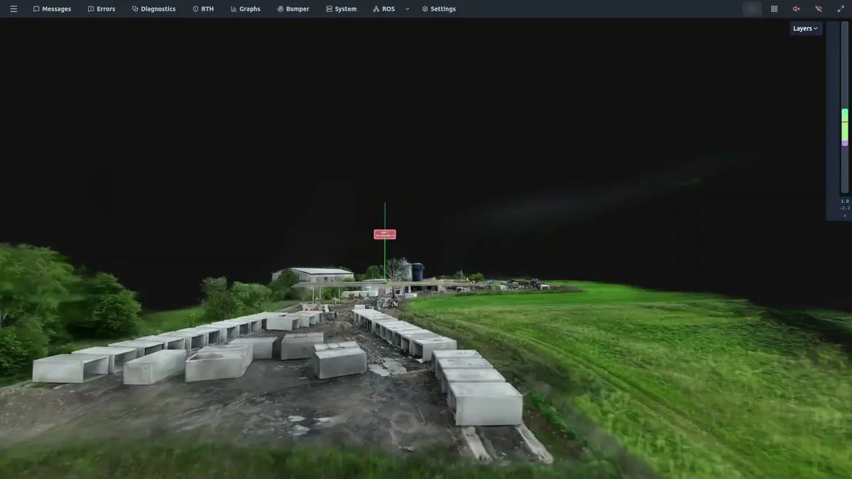 Gaussian splatting reconstruction of a storage yard in the Prometheus application
